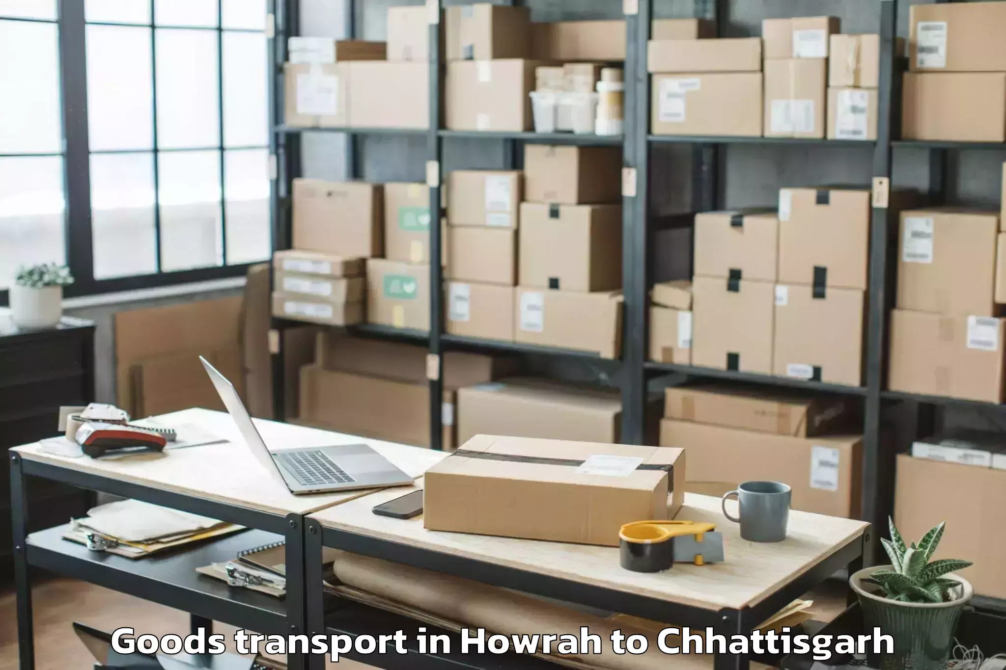 Top Howrah to Bhanupratappur Goods Transport Available